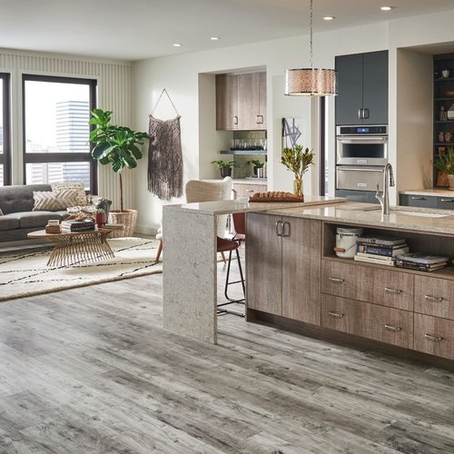 Gray hardwood floor for kitchen from Builder's Discount Floor Covering Jacksonville Beach